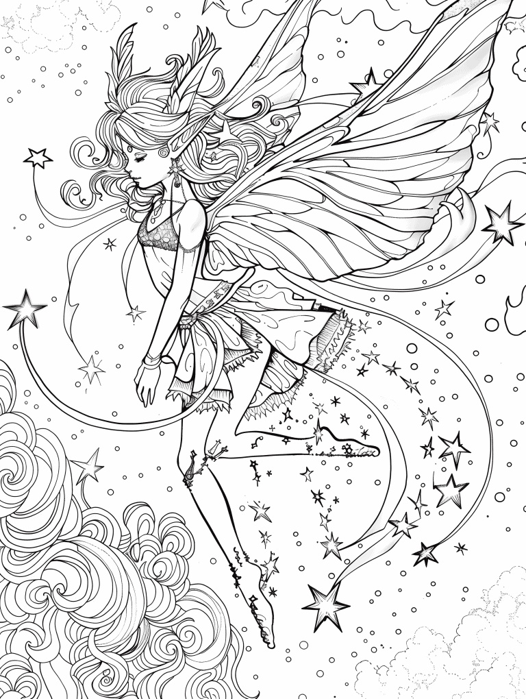Fairy Soaring In Night Sky