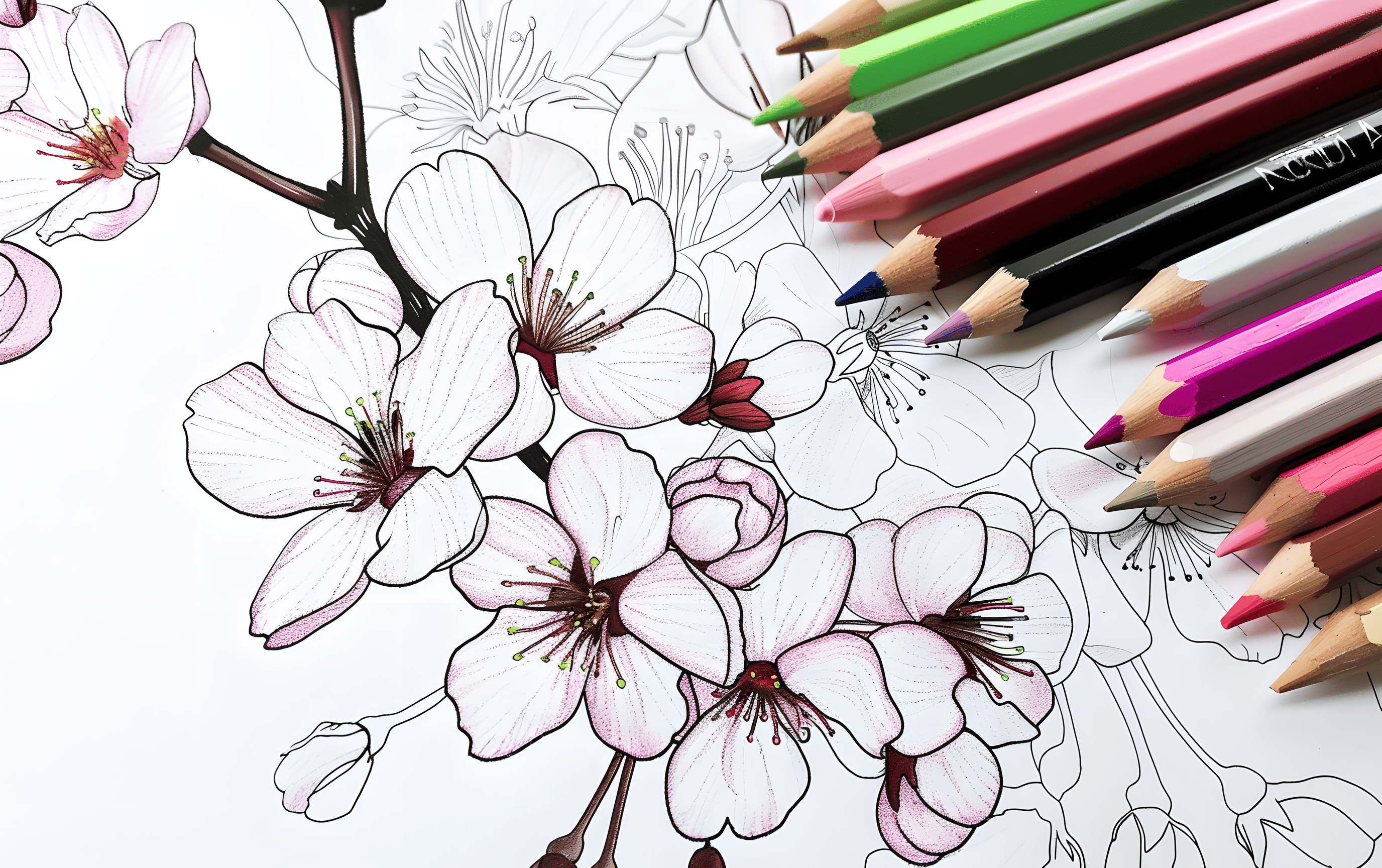 30 Pretty Cherry Blossom Coloring Pages