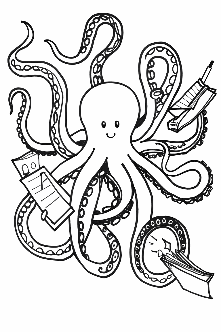 Octopus Holding Multiple Objects