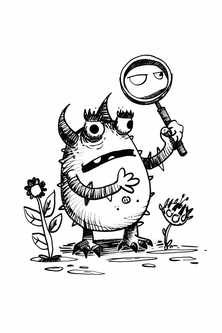 Monster Holding A Magnifying Glass