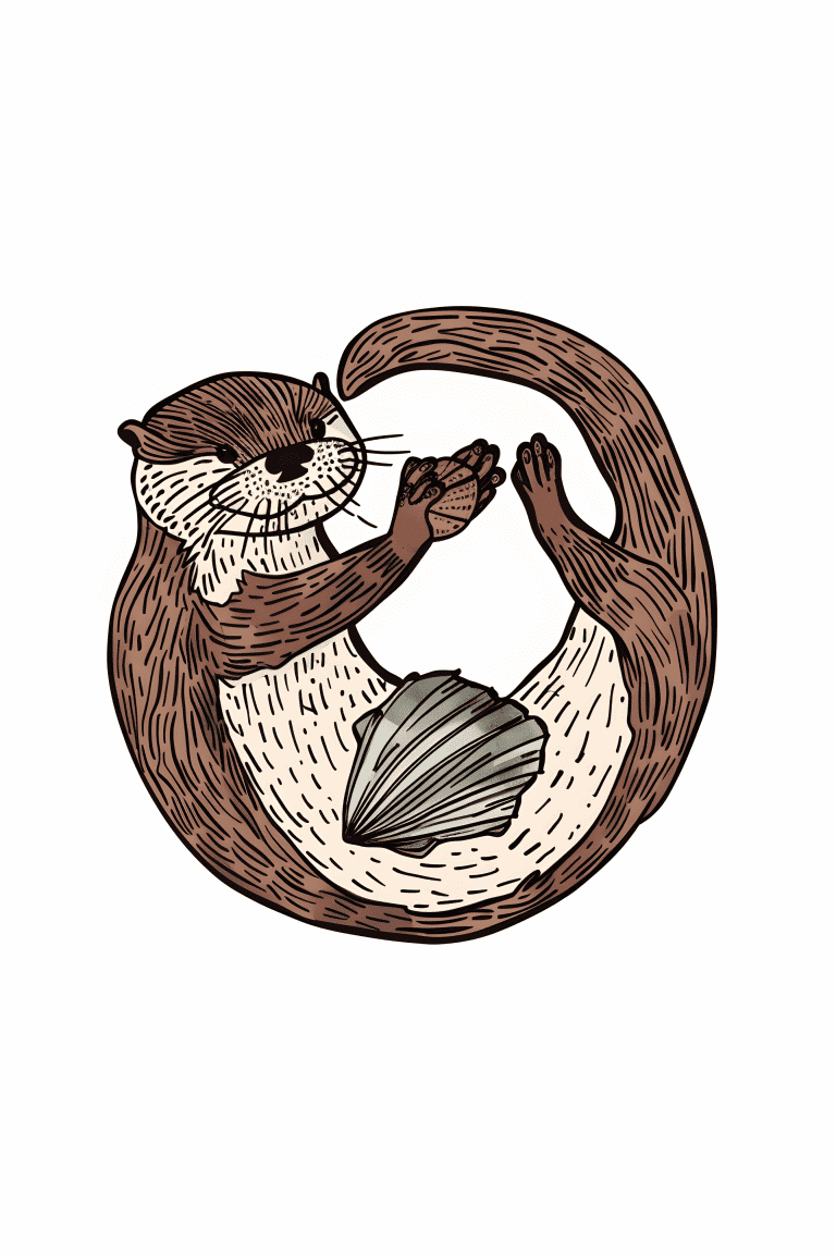 Otter Playing With Clams