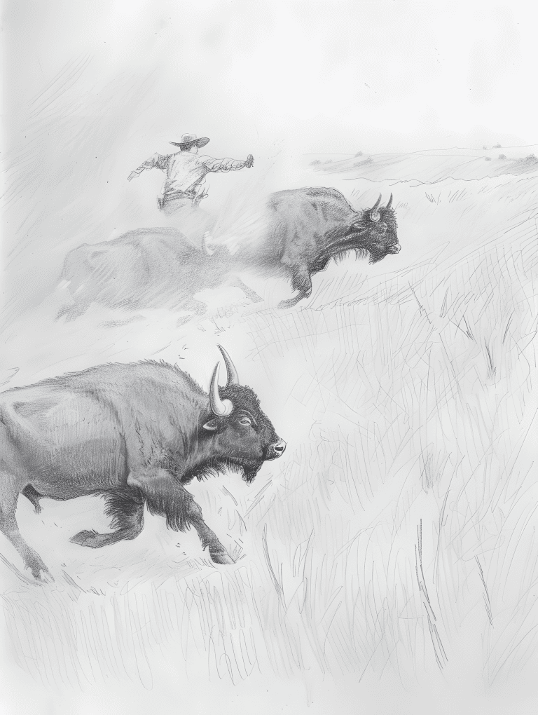 Cowboy Herding Buffalo