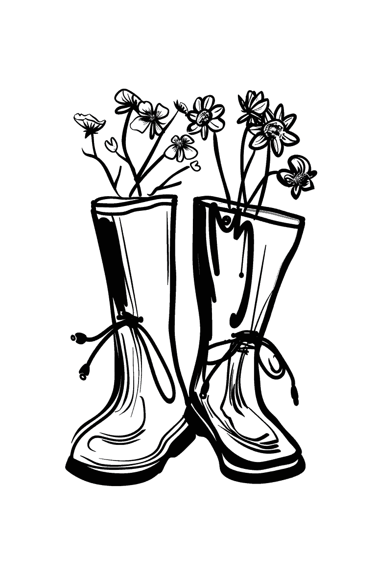 Pair Of Boots With Flowers