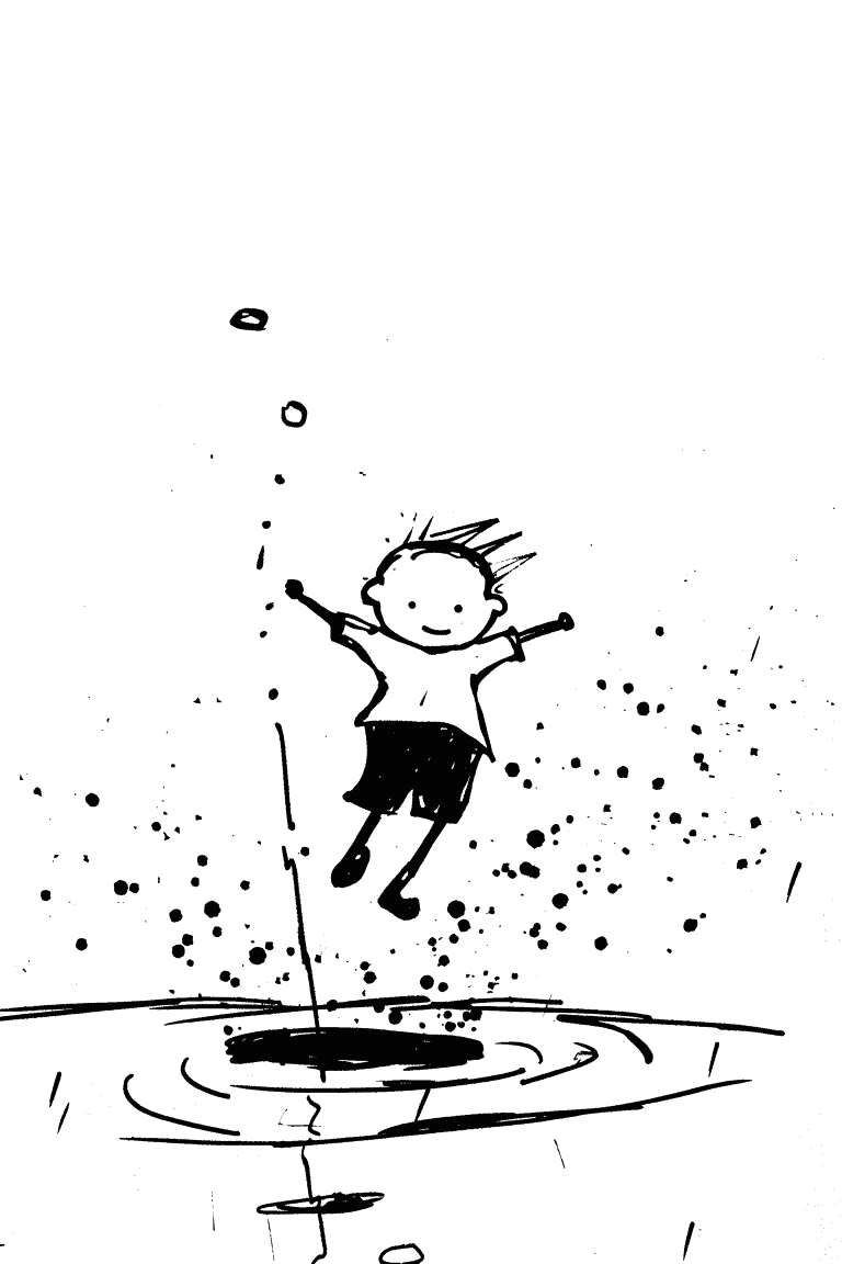 Kid Jumping On Puddle
