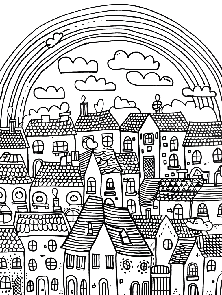 Rainbow Over Charming Village