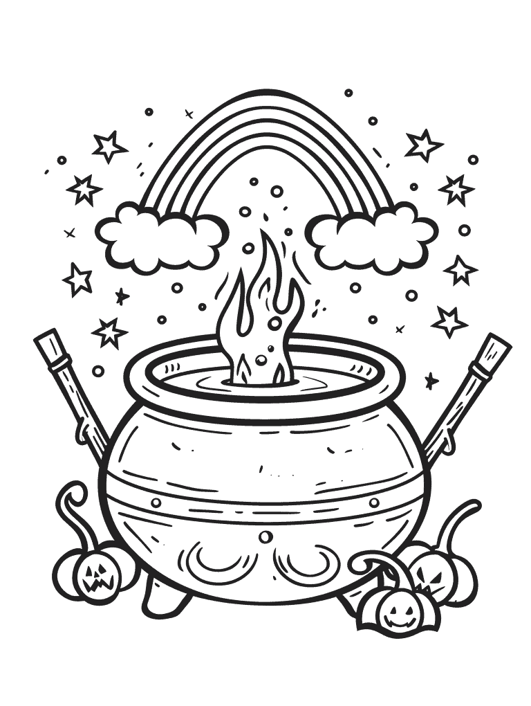 Miniature Rainbow Floating Over A Cauldron