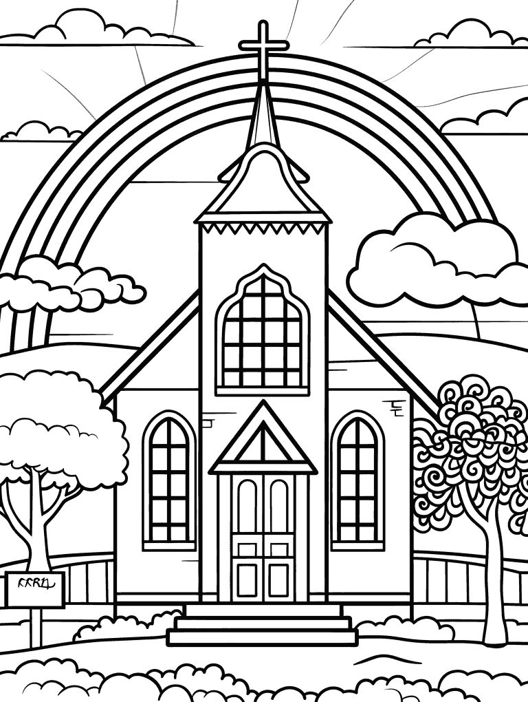 Rainbow Behind A Church