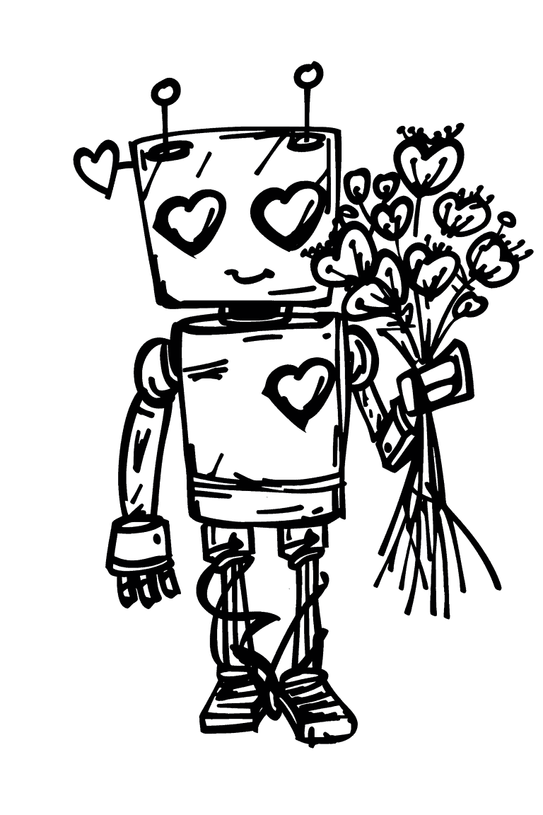 Robot Holding Bouquet