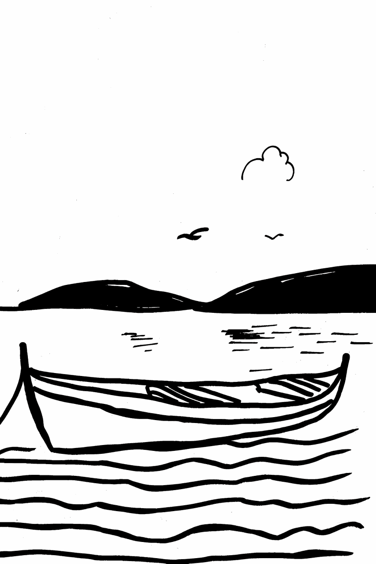 Rowboat Floating On A Lake