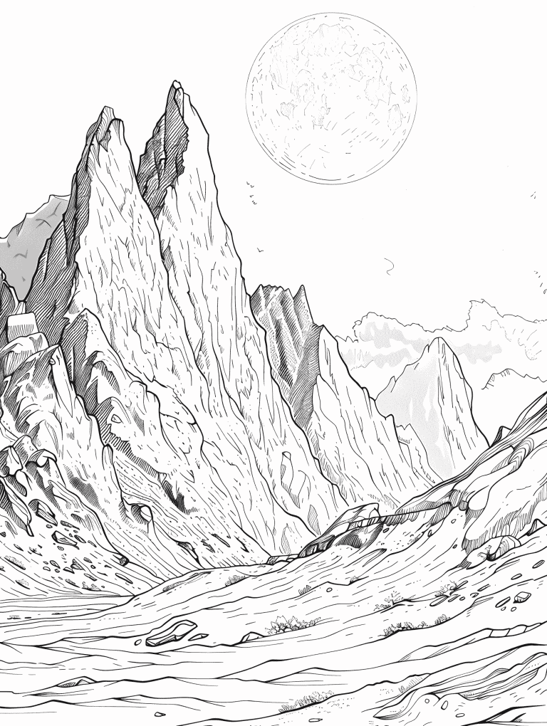 Full Moon Illuminating A Mountain