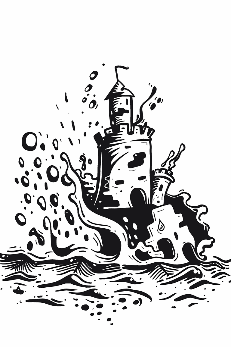 Sandcastle Being Washed Away
