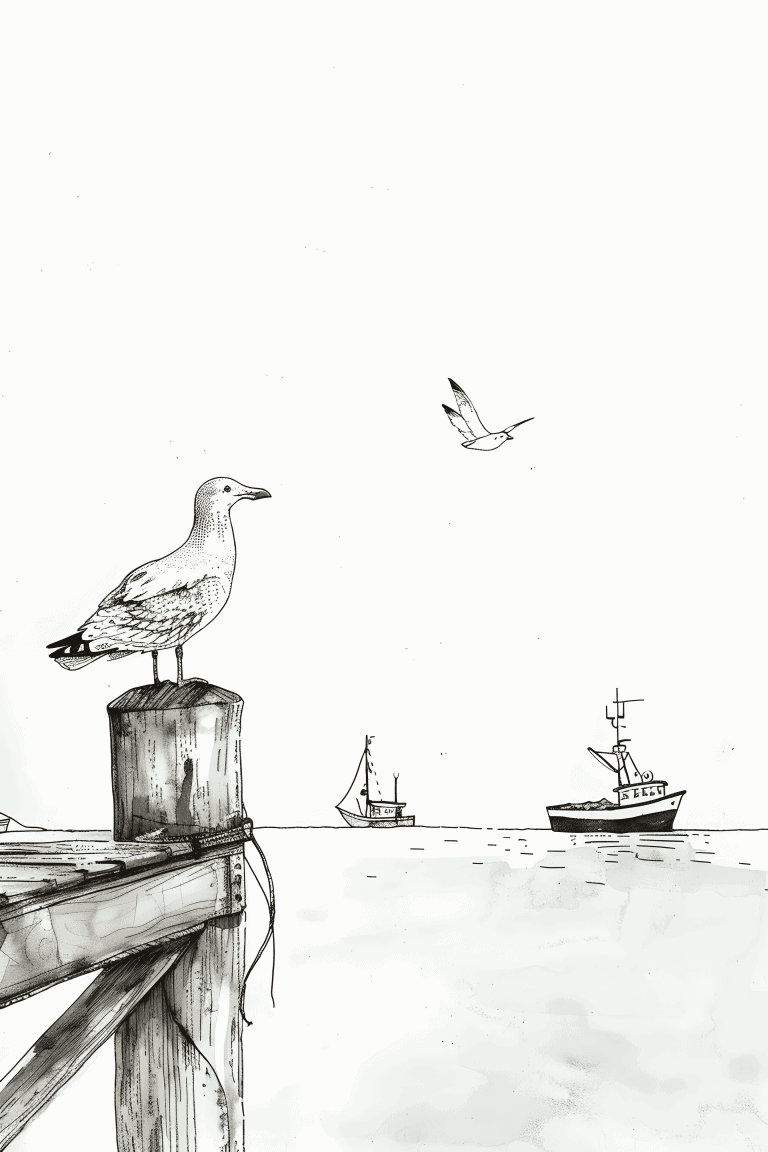 Seagull Perched On A Post