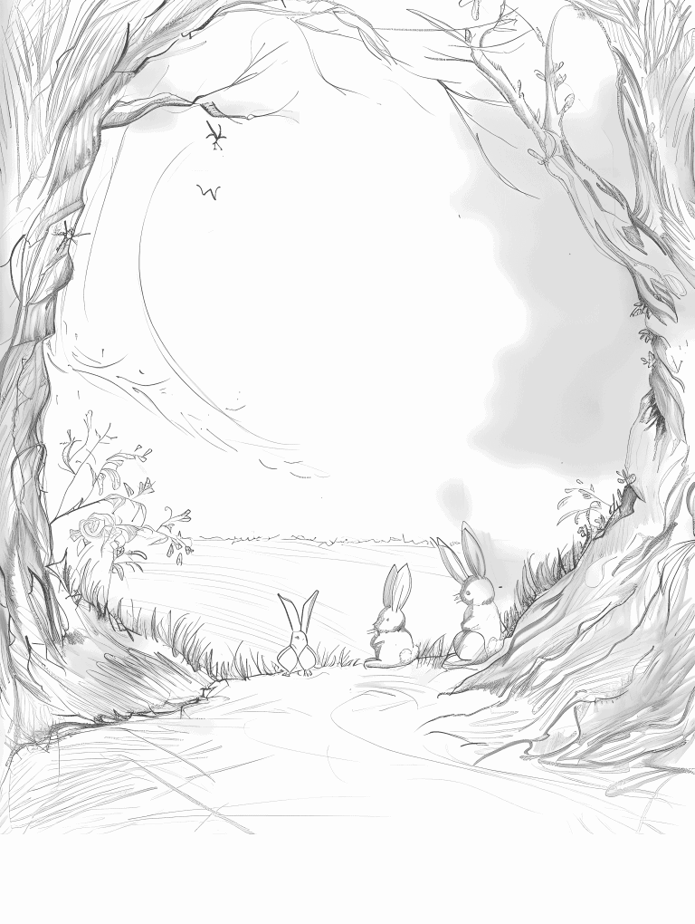 Bunnies Looking At A Meadow