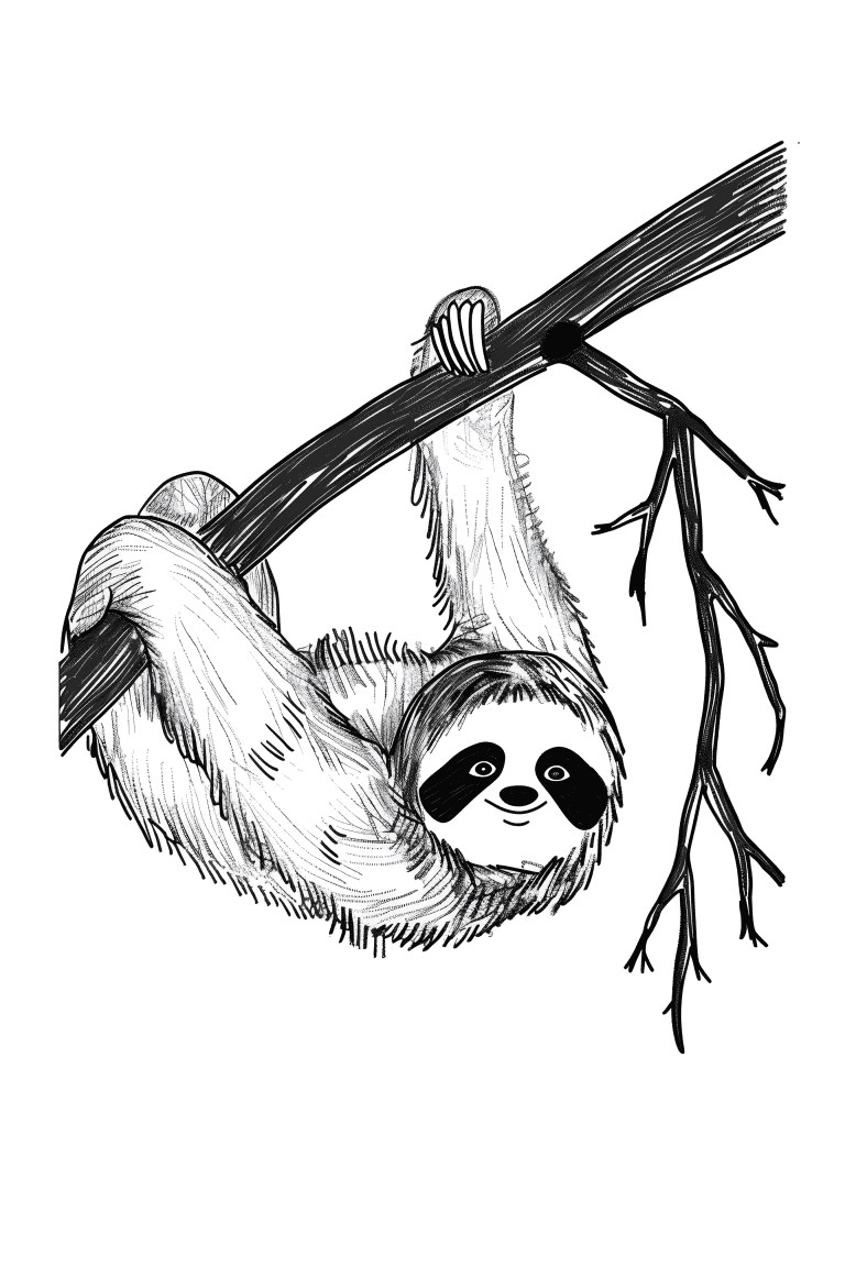 Sloth Hanging From Branch