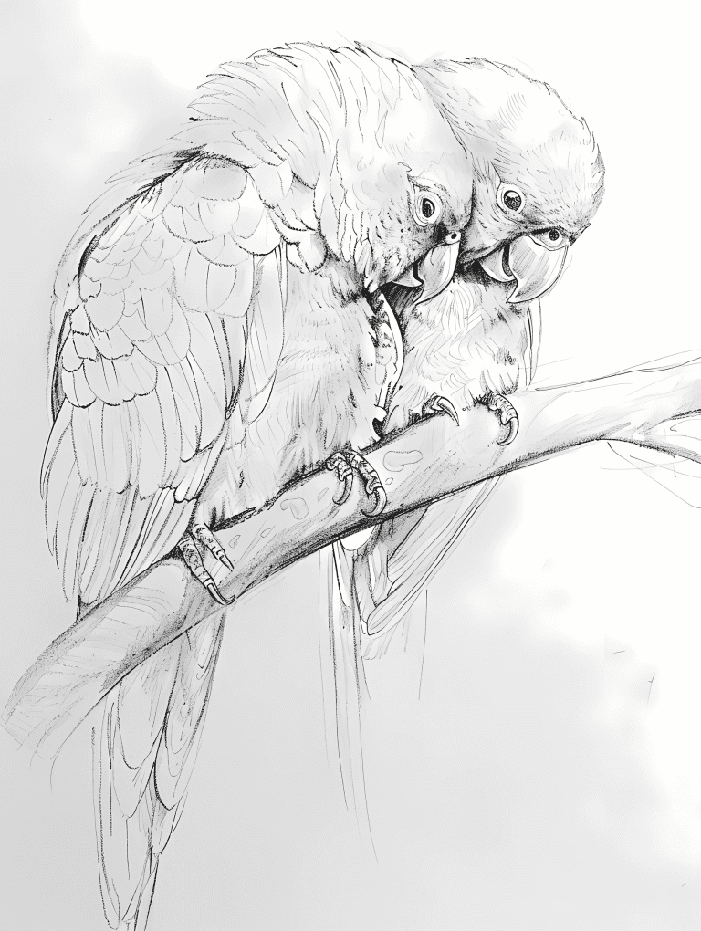 Parrots Snuggled Together