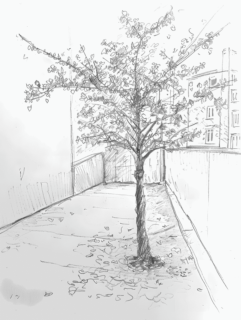 Solitary Cherry Blossom Tree