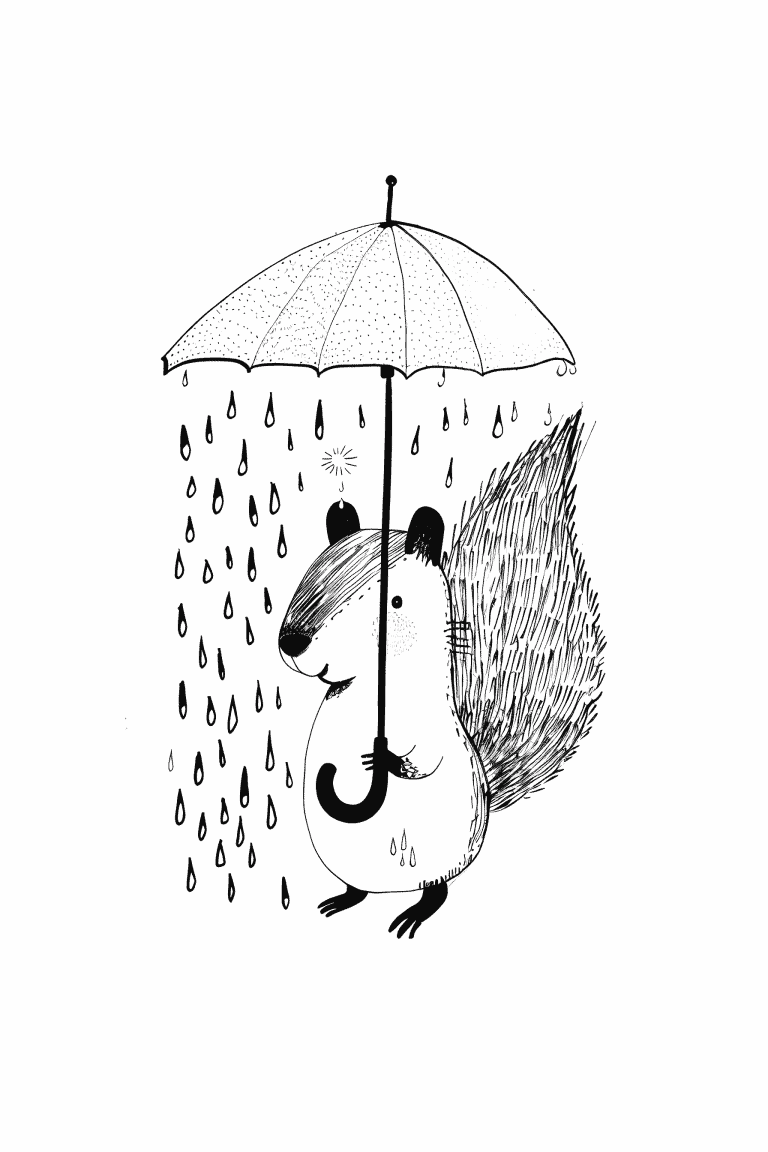 Squirrel Holding An Umbrella