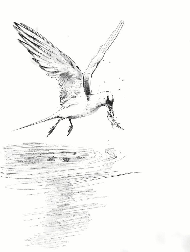 Tern Catching Fish