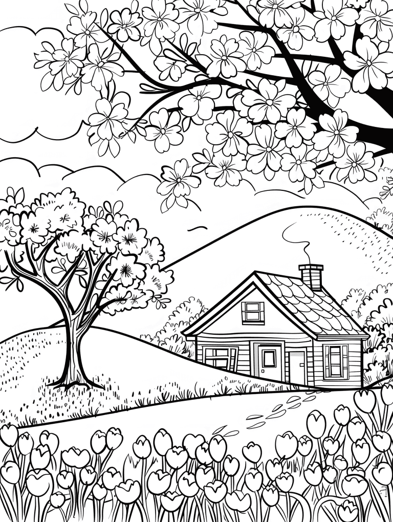 Cherry Blossom In The Countryside