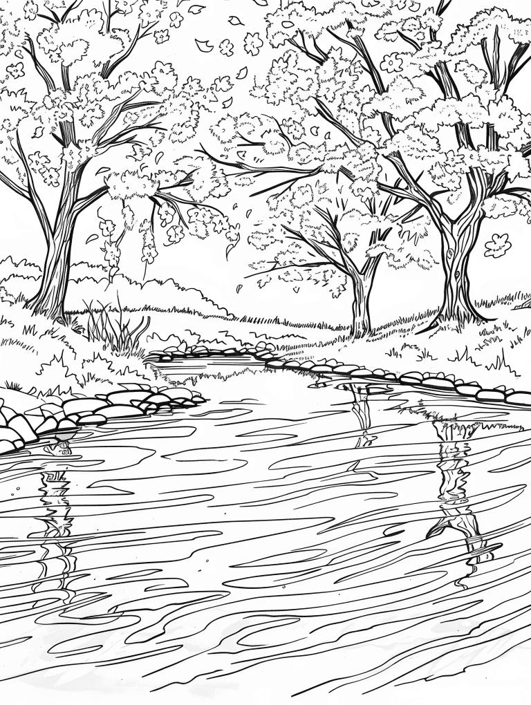 Cherry Blossom In Pond