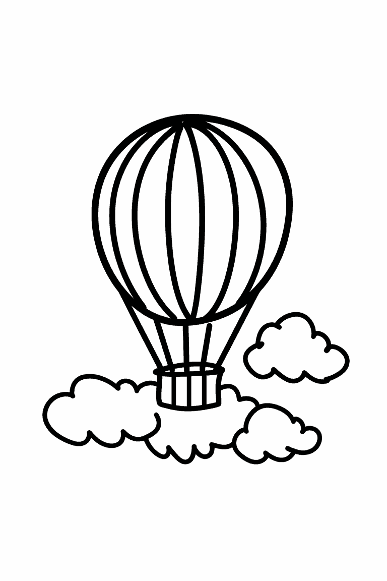 Hot Air Balloon With Clouds