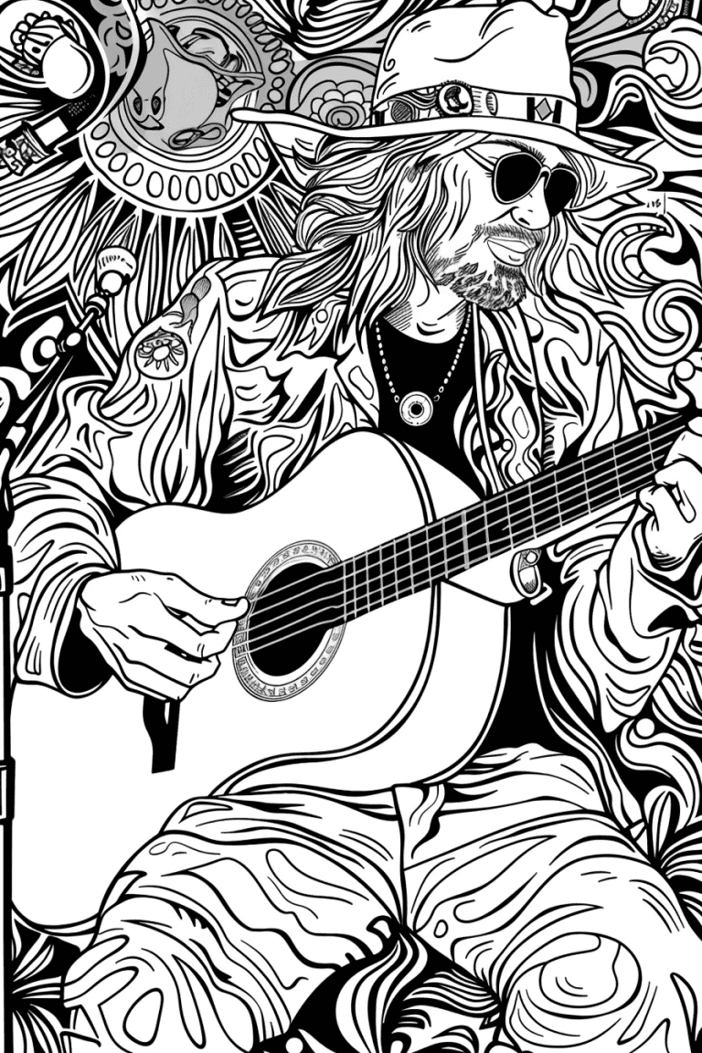 Hippie Playing Guitar