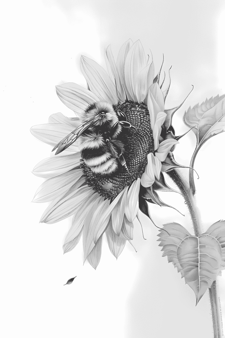 Bee Perched On Sunflower