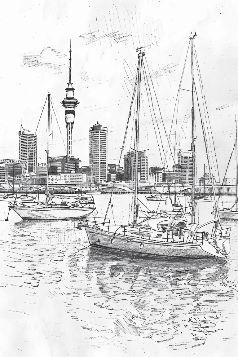 Bustling Harbor In Auckland