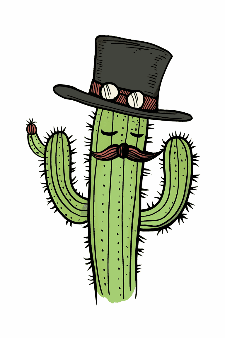 Cactus Wearing A Hat And Mustache
