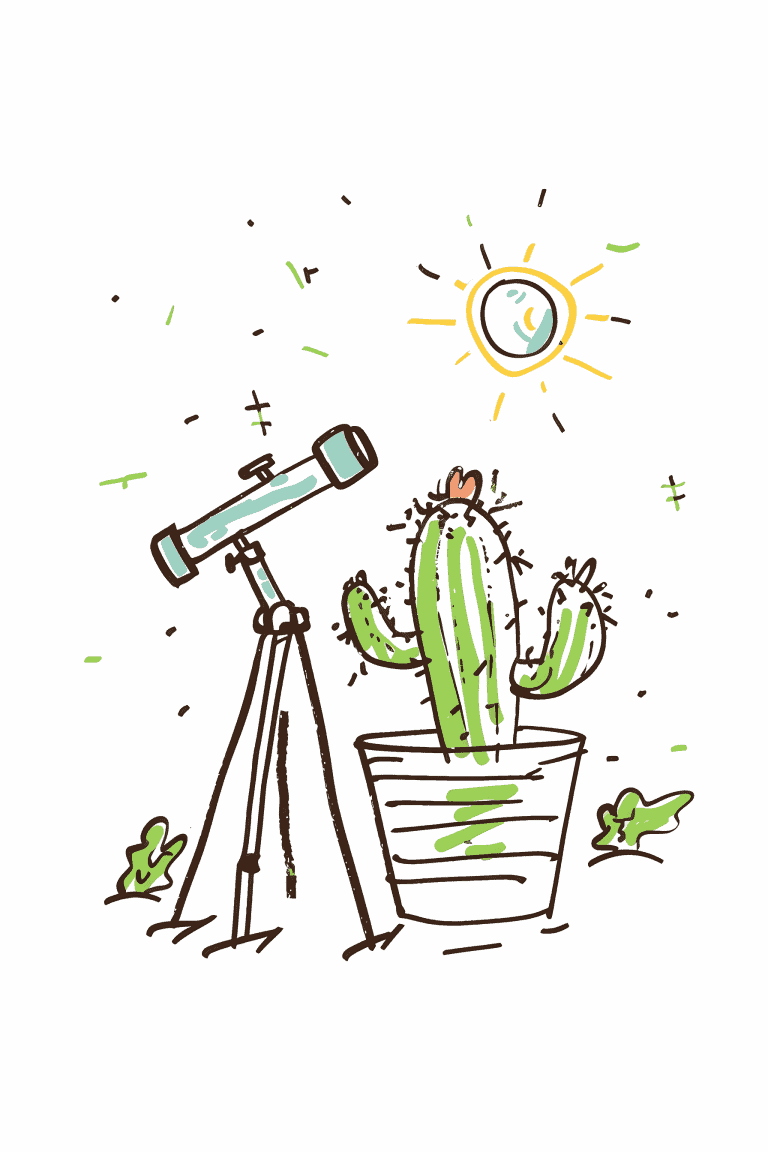 Cactus Beside A Telescope