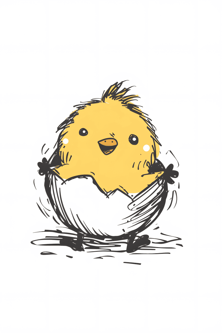 Chick Popping Out From Eggshell