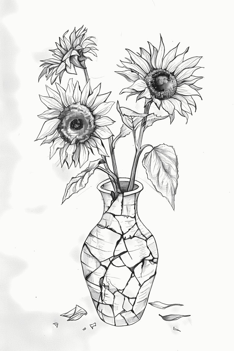 Sunflowers In A Broken Vase