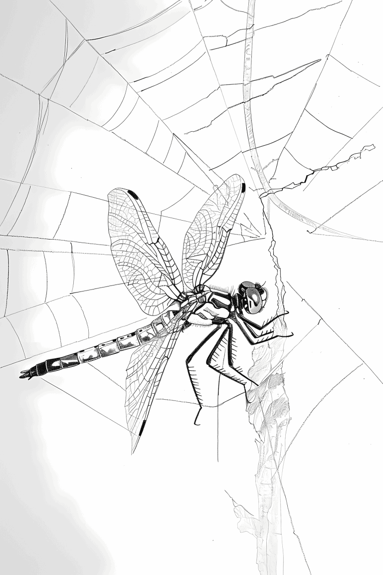 Dragonfly Caught In A Spiderweb