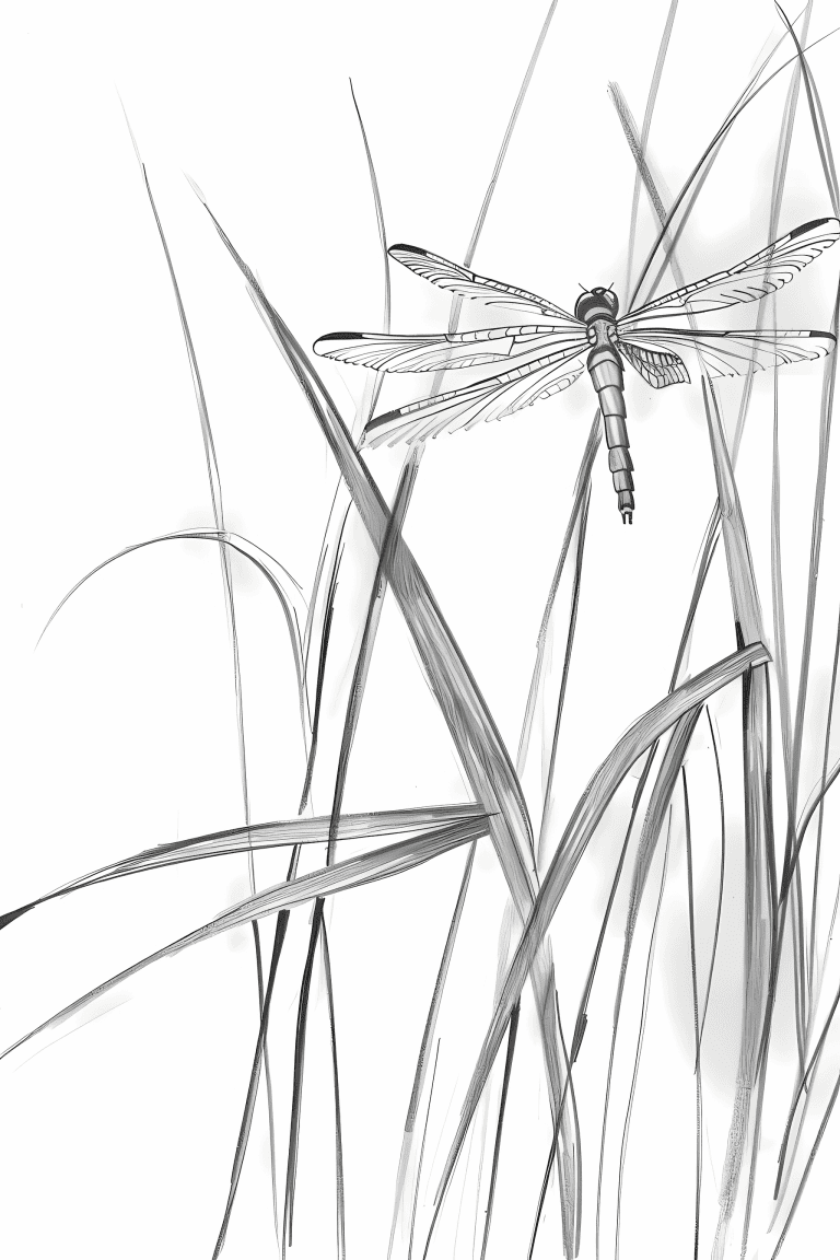 Dragonfly Darting Through A Marshland