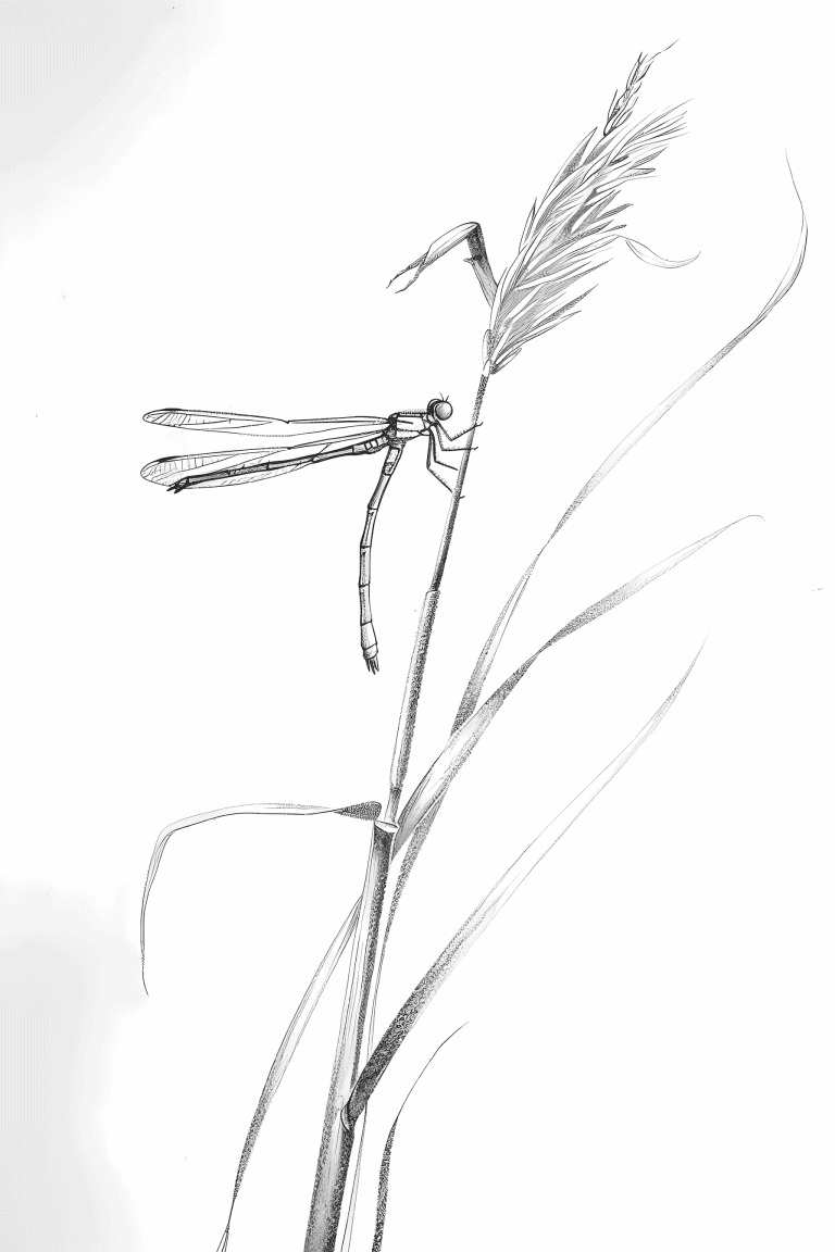 Dragonfly Perched On A Cattail
