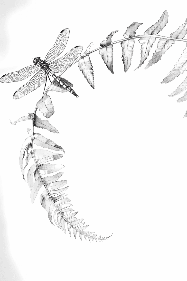 Dragonfly Perched On A Fern