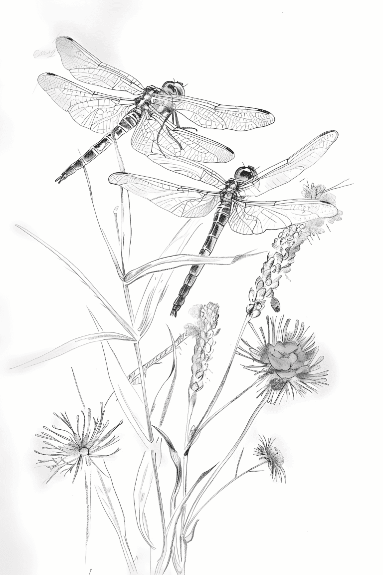 Dragonflies Landing On Flowers