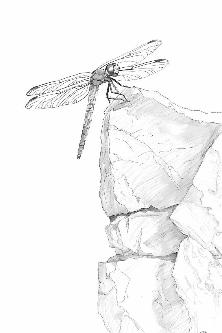 Dragonfly Perched On A Stone Edge