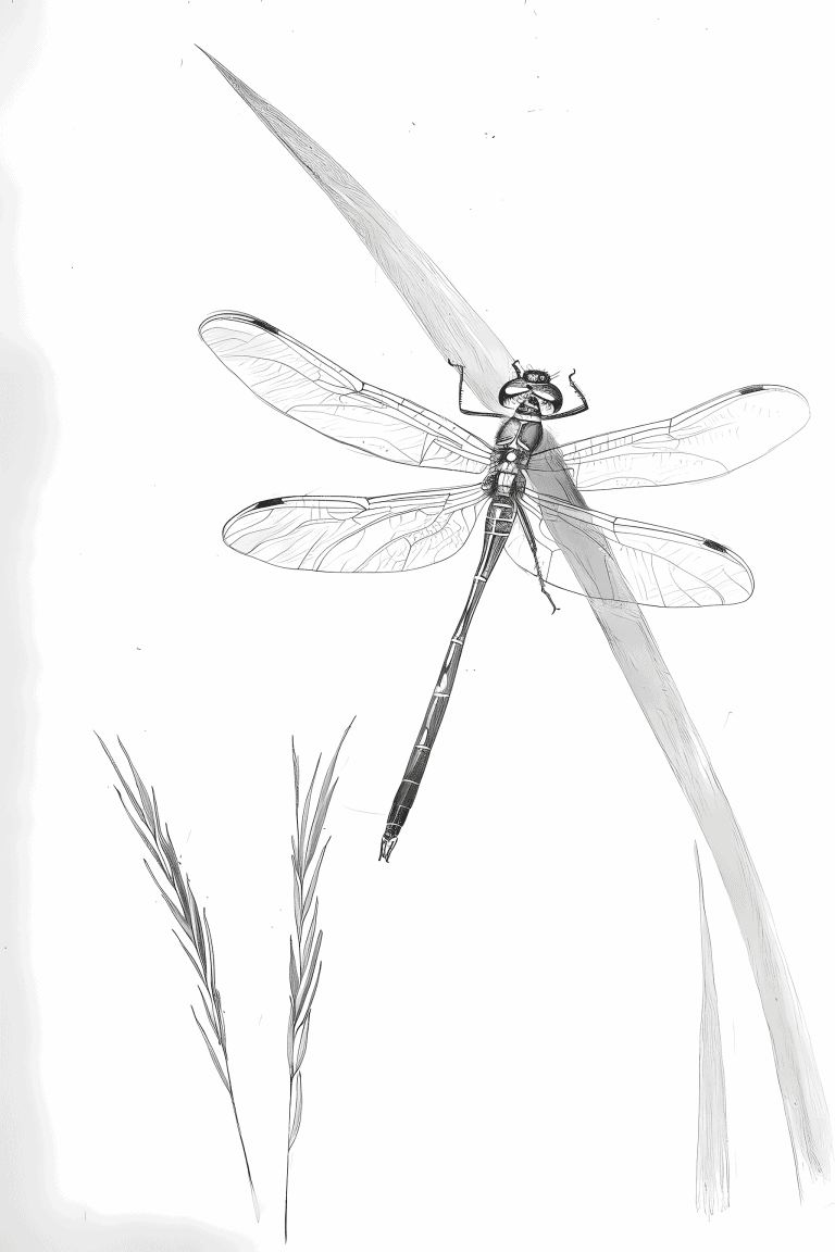 Dragonfly Perched On Blade Of Grass
