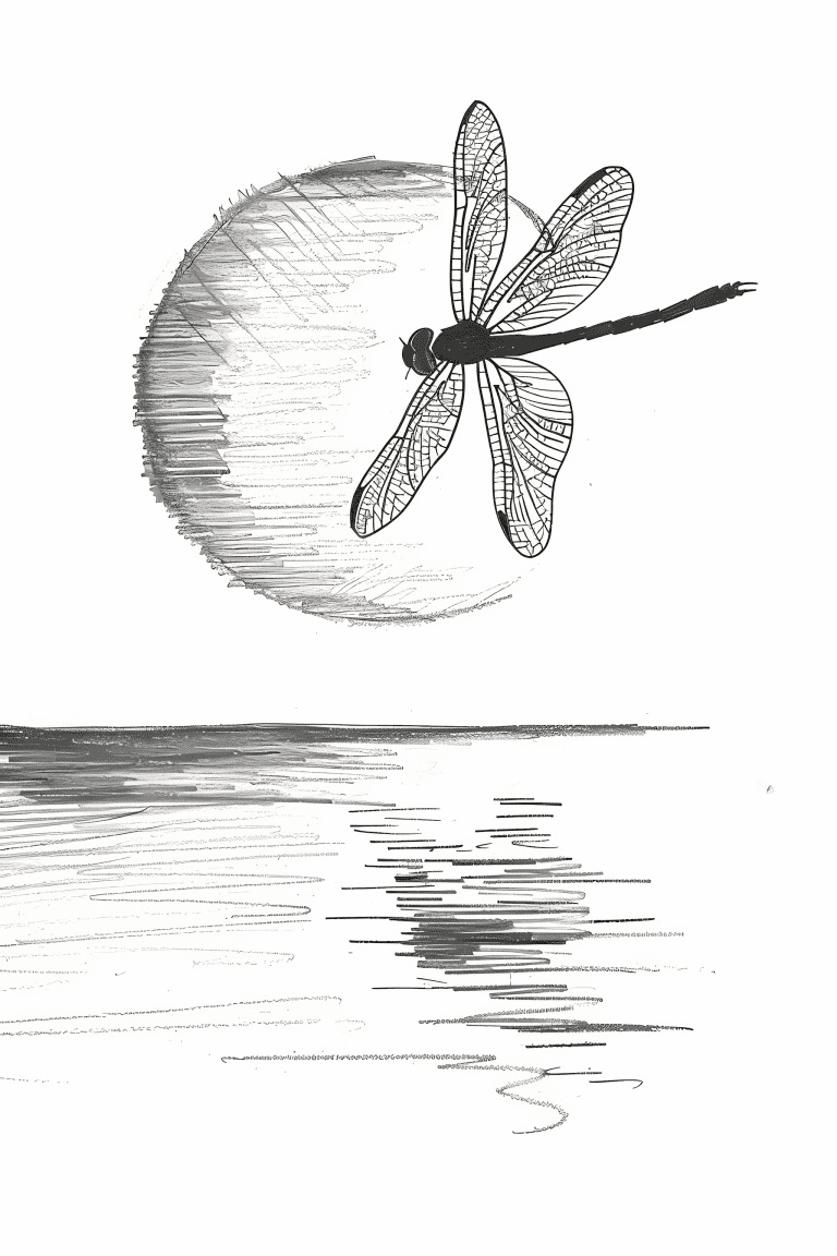 Dragonfly Flying Through The Sunset
