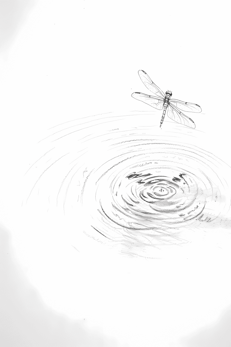 Dragonfly Skimming Through A Lake