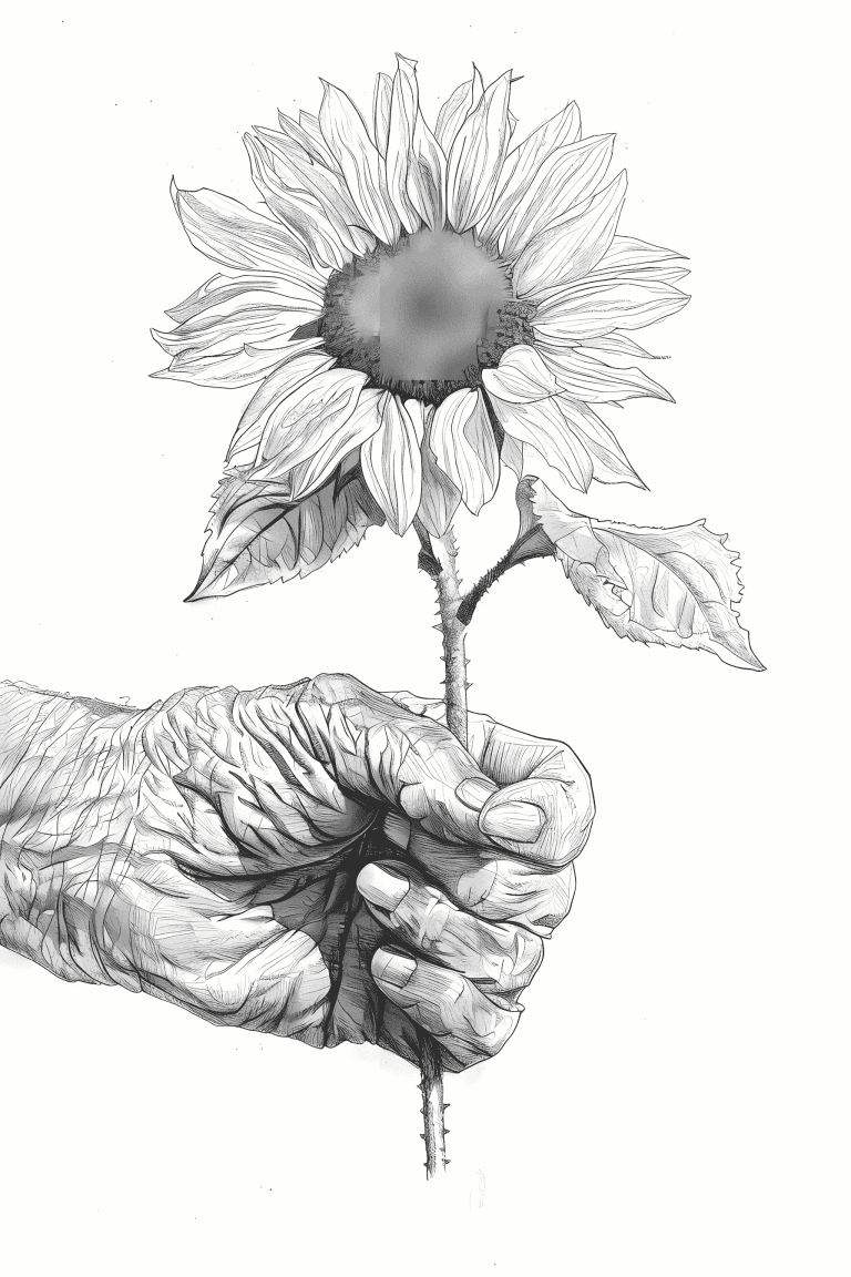 Elderly Hand Holding A Sunflower