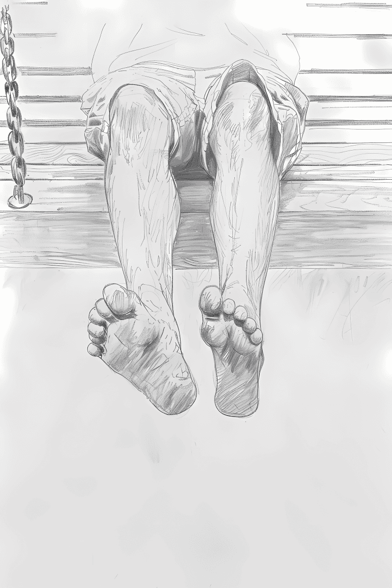 Feet Dangling From A Porch Swing