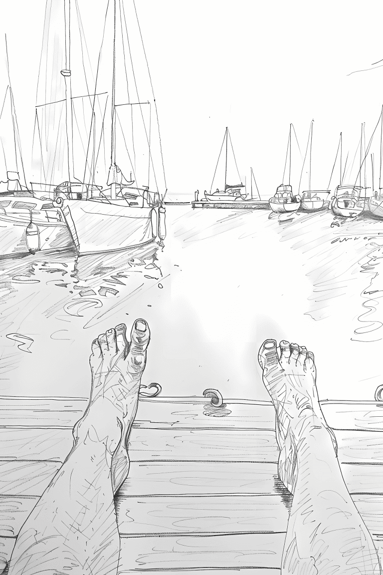 Feet Relaxing On A Pier