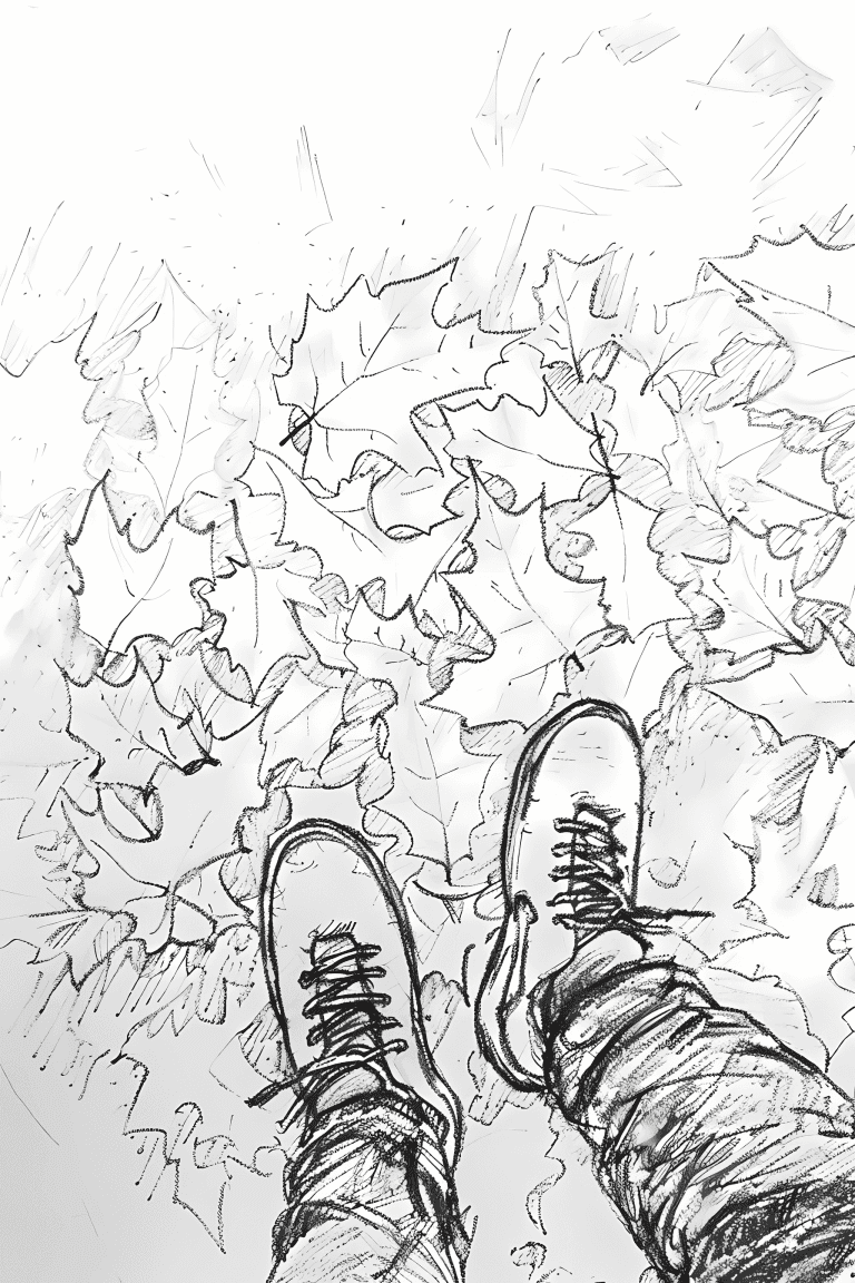 Feet Walking On Dried Leaves
