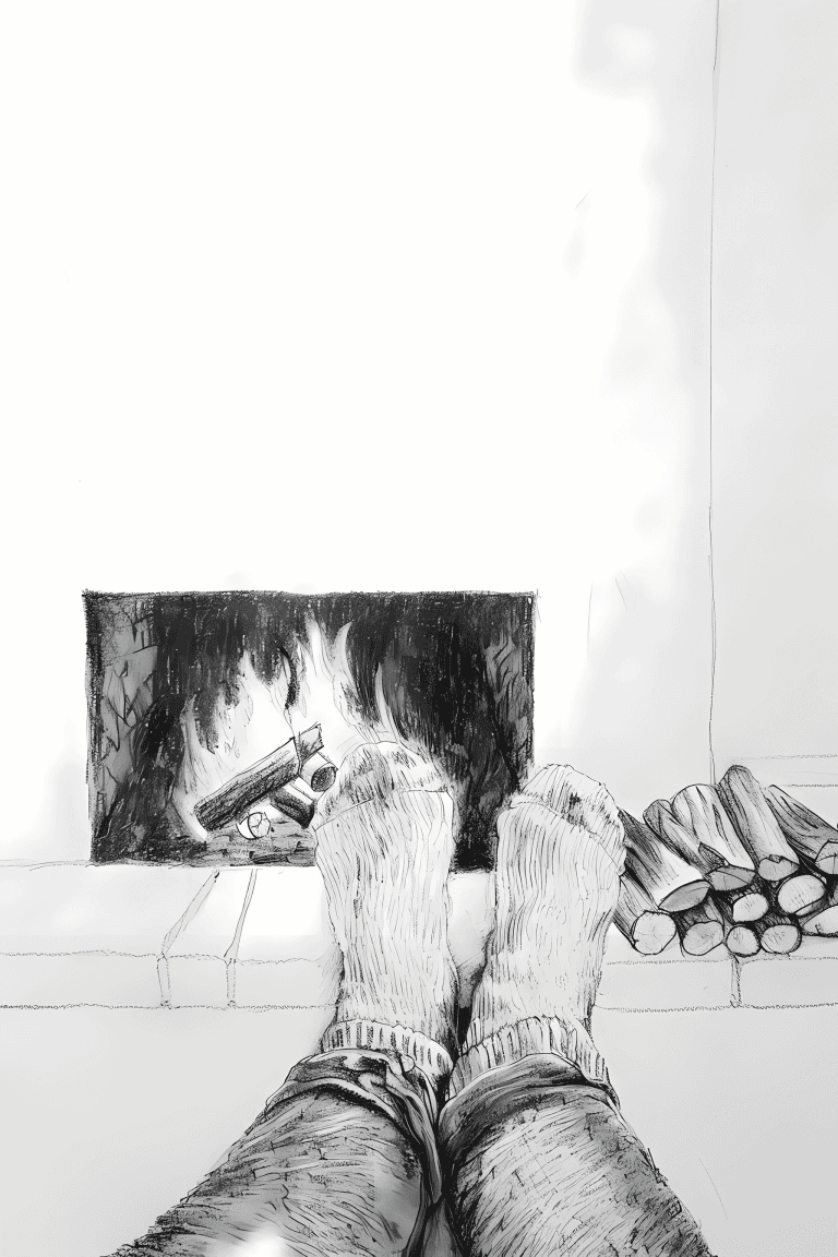 Feet Beside A Fireplace