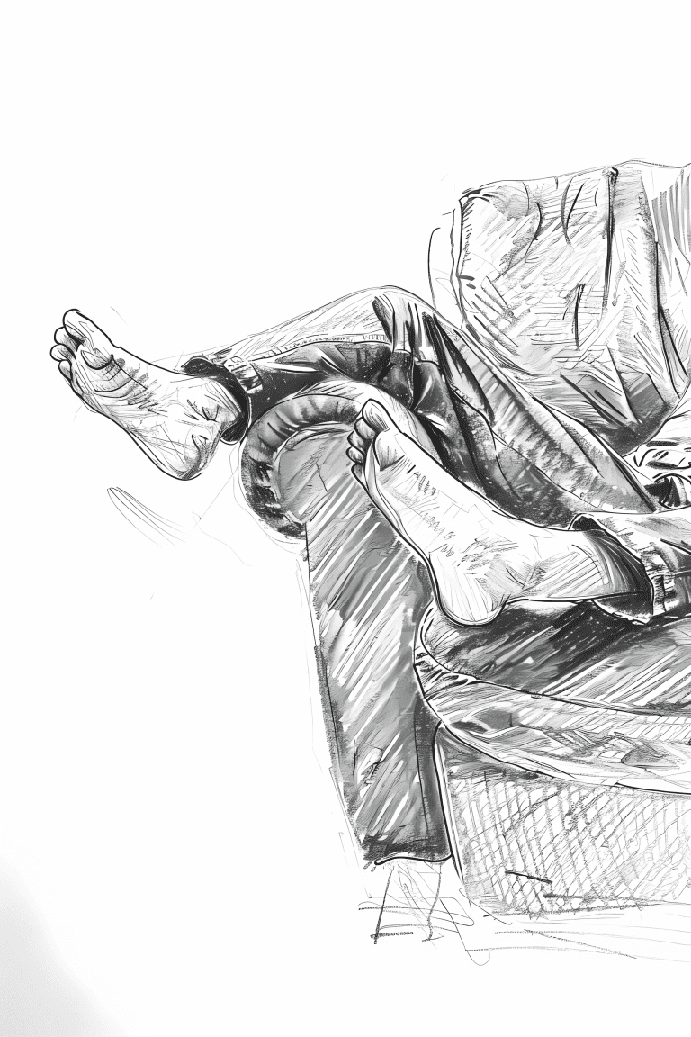 Feet Propped On Cushion