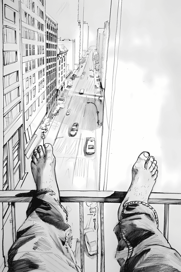 Feet Resting On Balcony