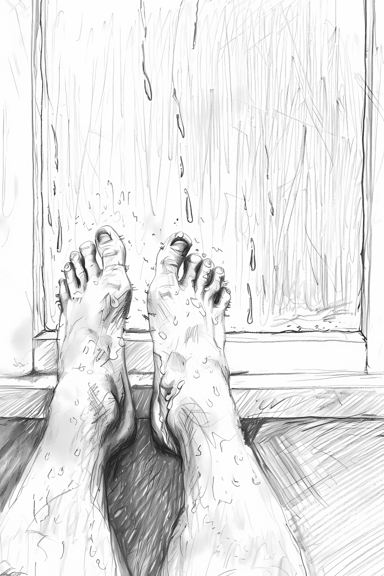Feet Resting On Windowsill
