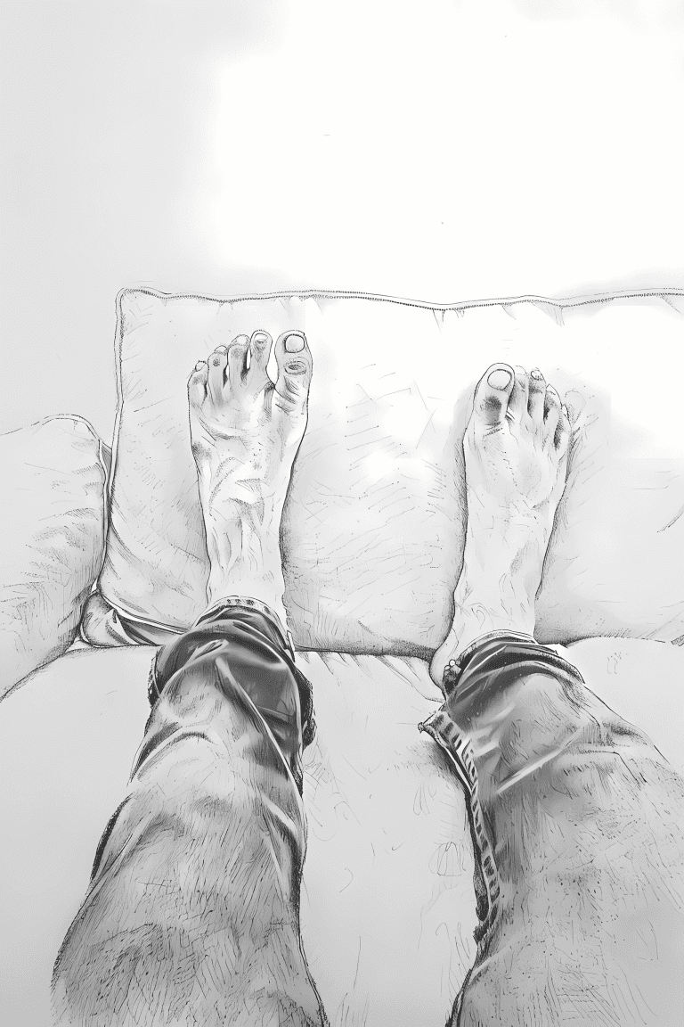 Feet Resting Against Pillows